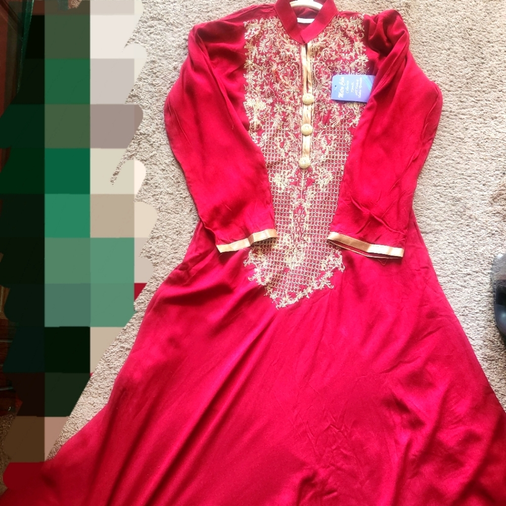 Red pishwas style pakistani shirt